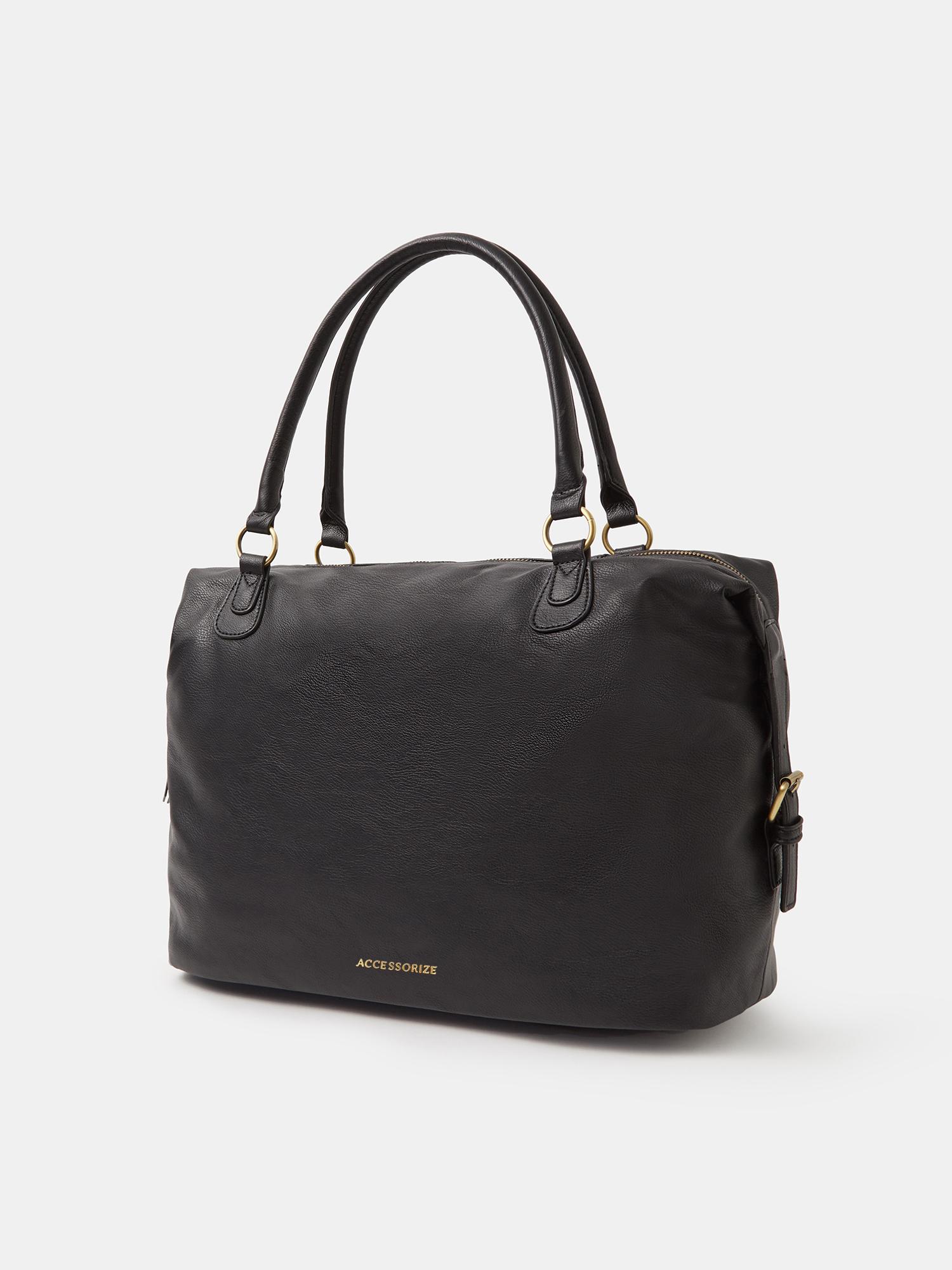 Buy Accessorize London Women Double Zip Front Handbag - Black Online