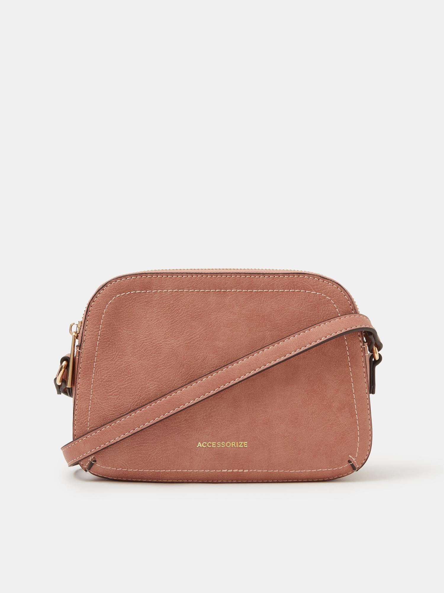 Buy Accessorize London Women Double Zip Crossbody Sling Bag - Pink