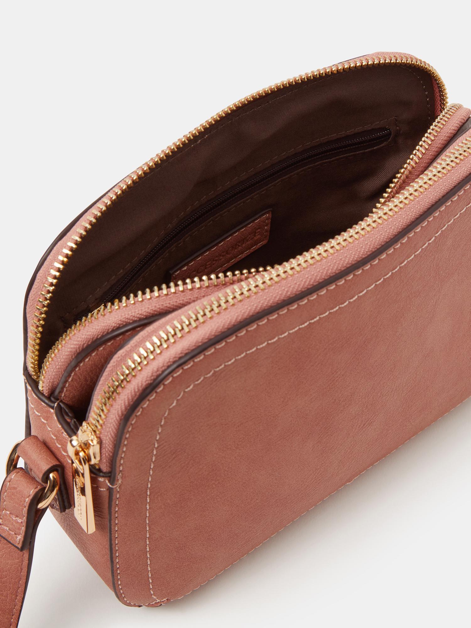 Buy Accessorize London Women Double Zip Crossbody Sling Bag - Pink