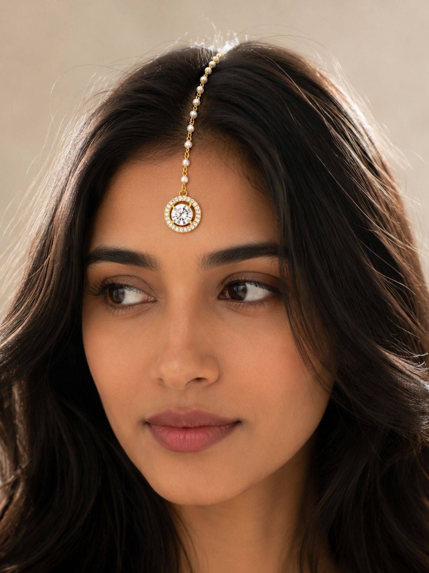 Abdesigns Gold Plated Kundan Studded Maangtikka