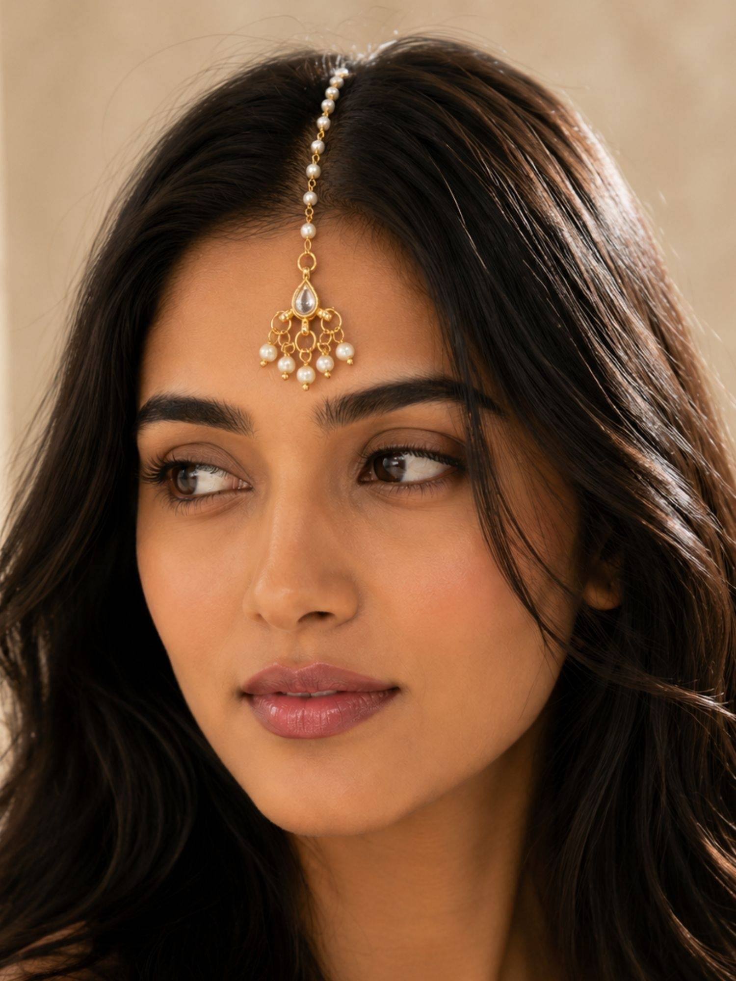 Abdesigns Gold Plated Kundan Studded Maangtikka