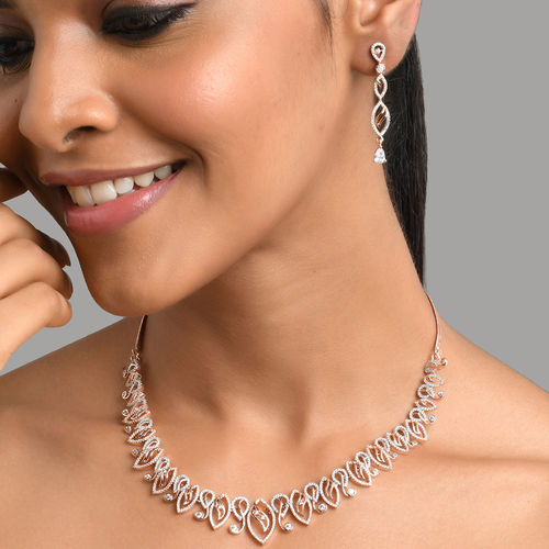 Fida Wedding Luxurious Rose Gold-Plated American Diamond Jewellery Set for  Women