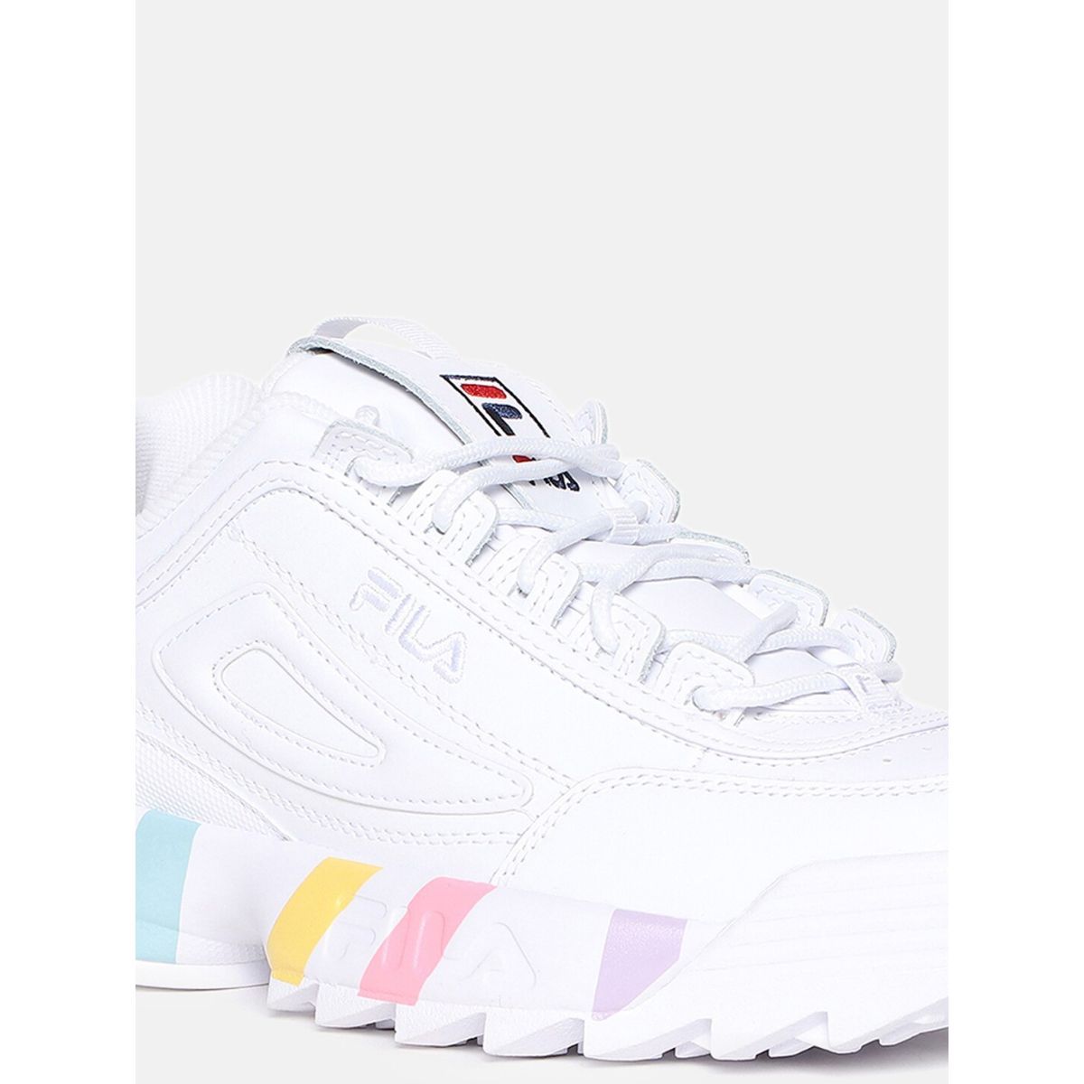 Fila white with pink on sale stripe