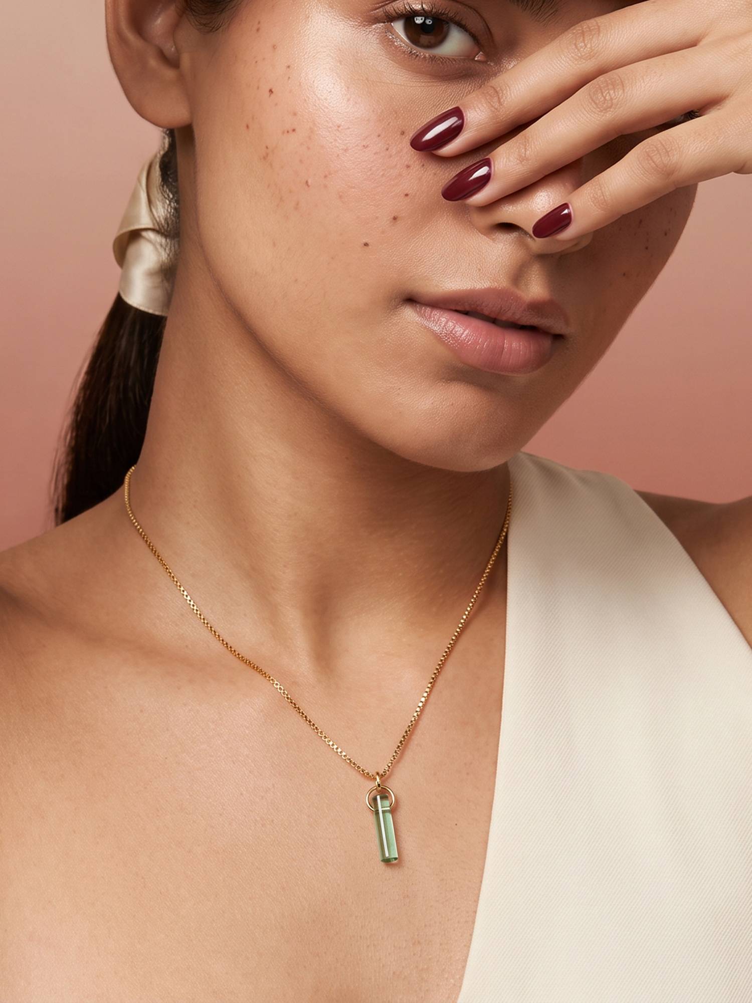 TOUCH925 Green Pure 925 Silver Zia Birthstone Necklace