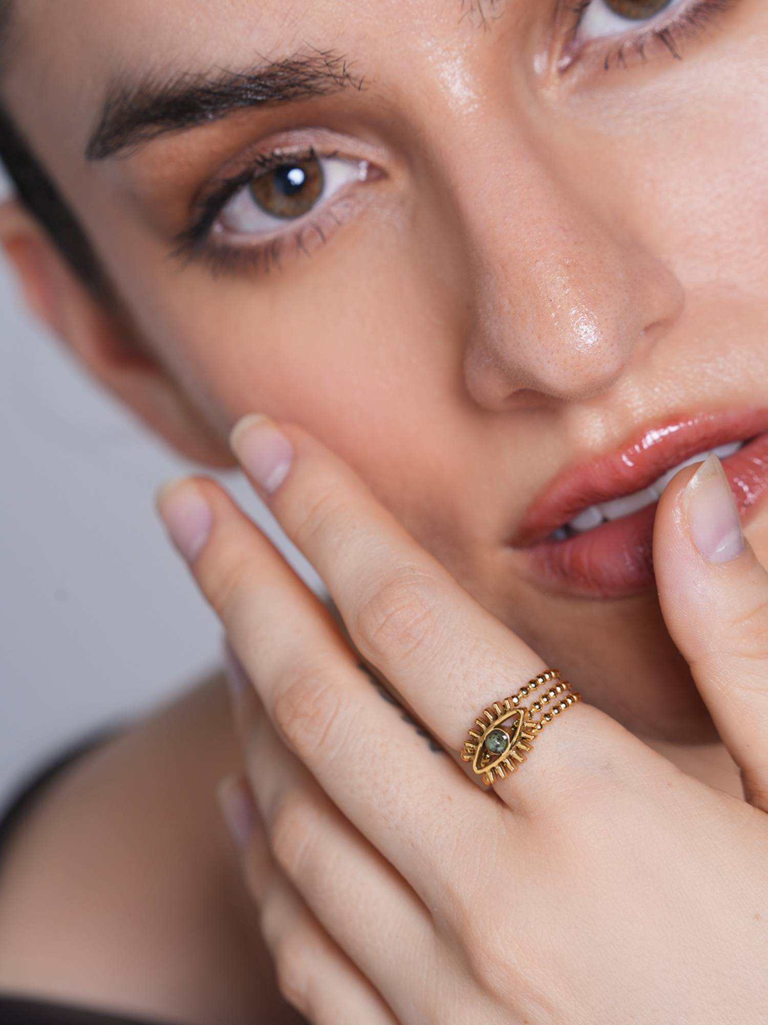 CAO JEWELLERY Multi Layers Devil Eye Open Ring