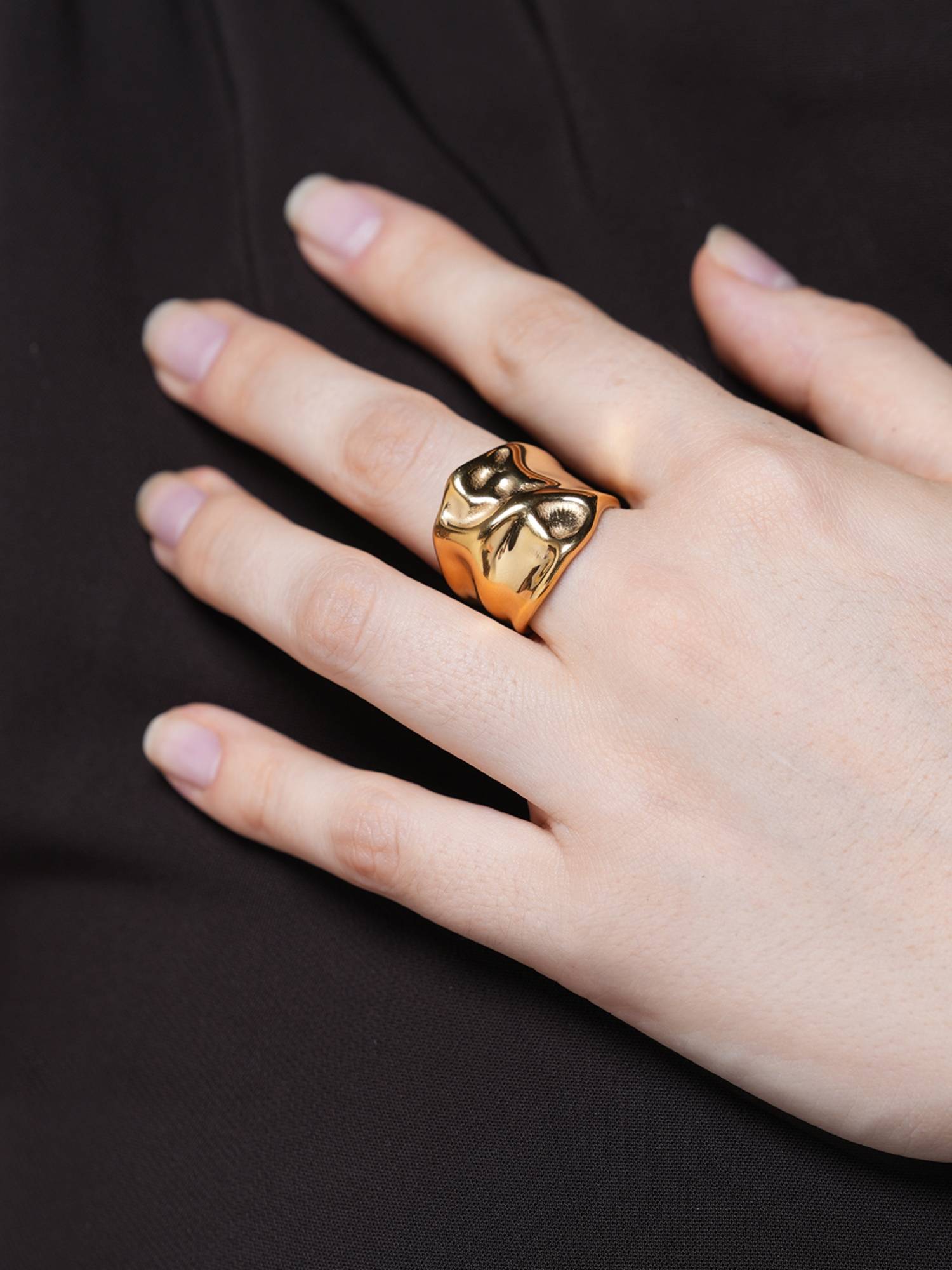 CAO JEWELLERY Gold Polish Statement Open Ring
