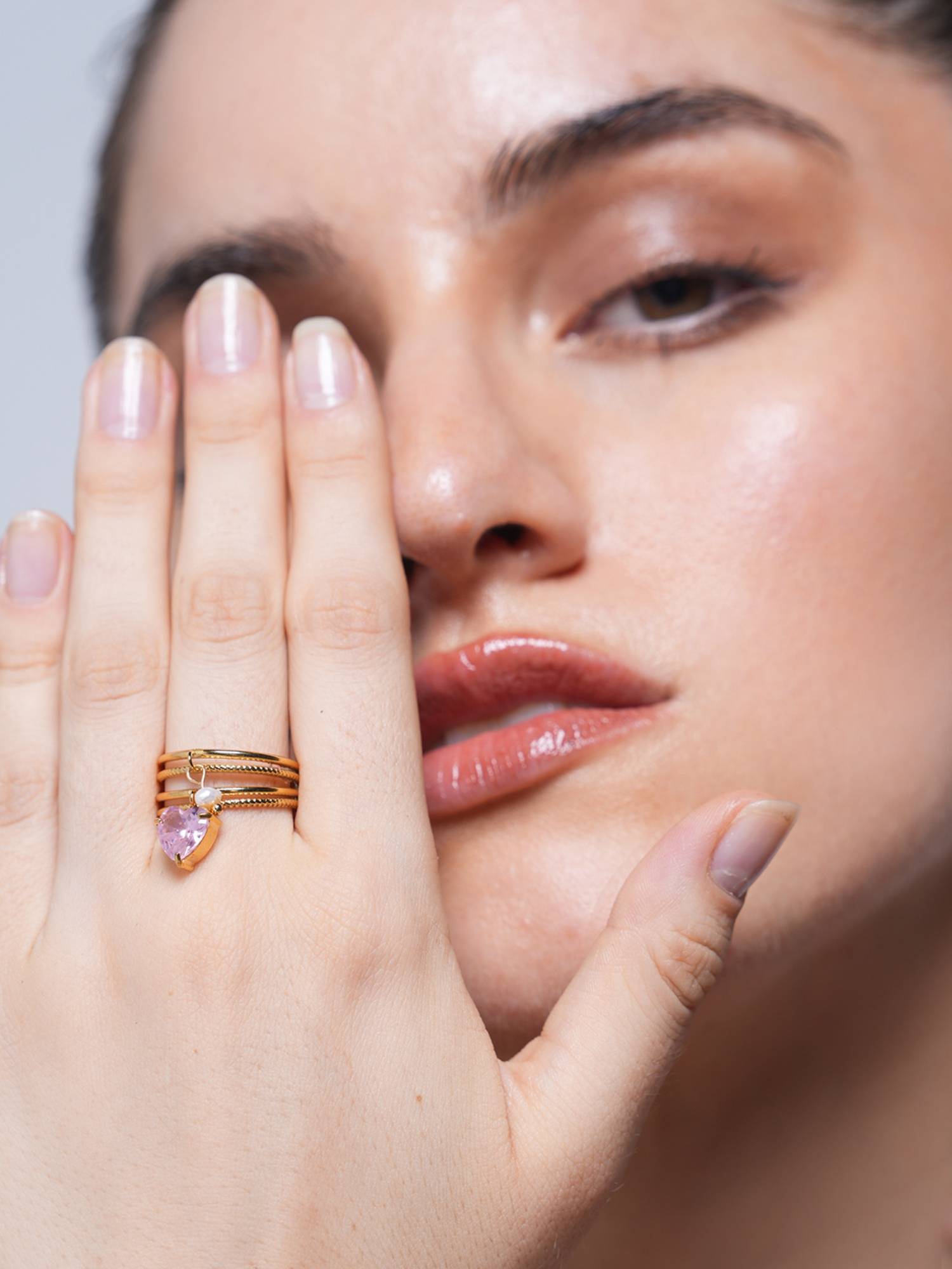 CAO JEWELLERY Pink Heart Charm Ring