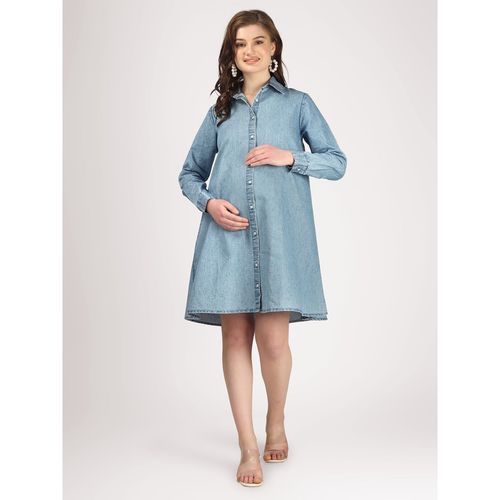 princess polly baby blue dress LİYACA Thick Strap Maternity Jeans Dress- Trendyol