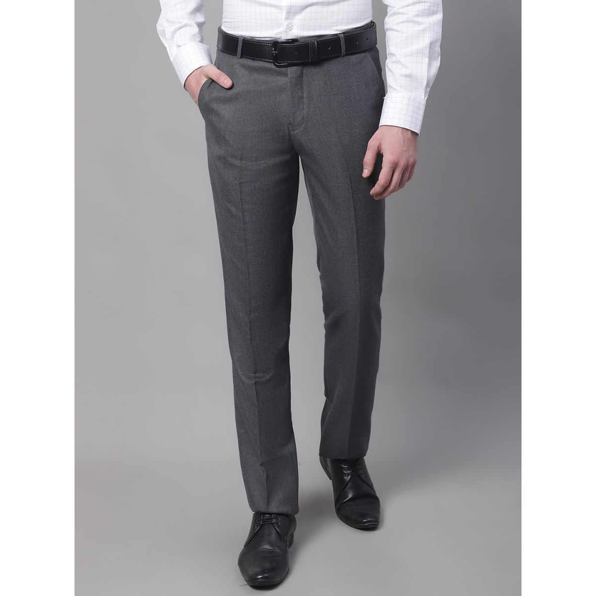 Buy Cantabil Men Navy Blue Formal Trouser online