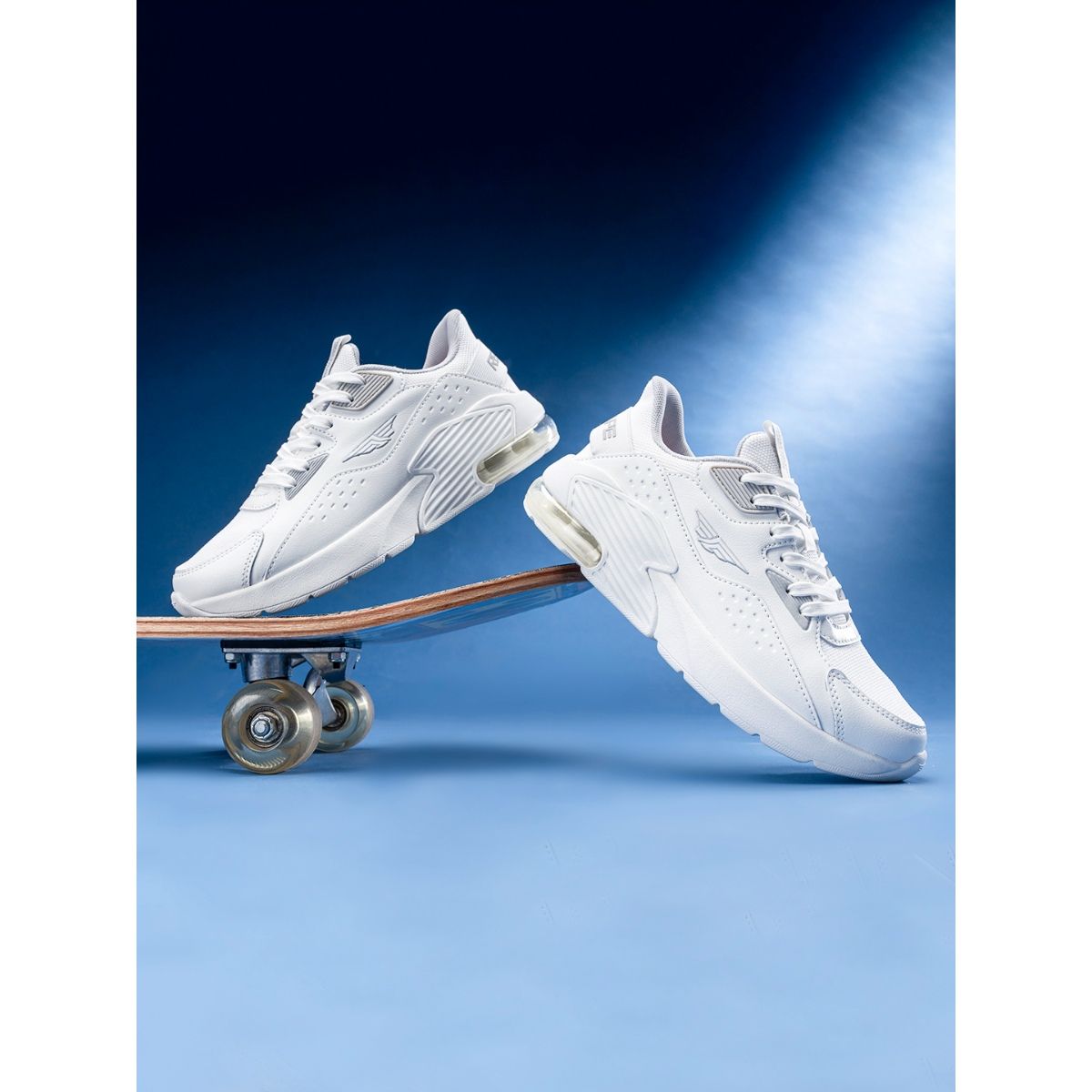 white shoes red tape