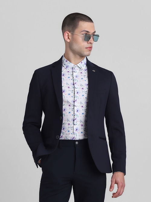Jack Jones Navy Slim Fit Stretchable Blazer