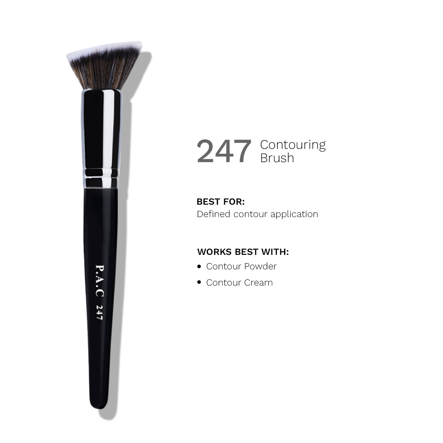 PAC Contouring Brush 247 - Multi Functional Flat Angular Brush, Densely Packed Soft Bristles