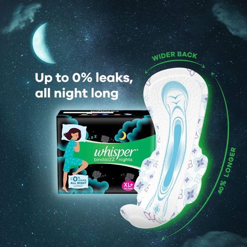 Whisper Ultra Clean Sanitary Pads, Xl+ 50 Napkins, And Ultra Night Sanitary  Pads, Xl+ 44 Napkins Sanitary Pad (Pack of 2)