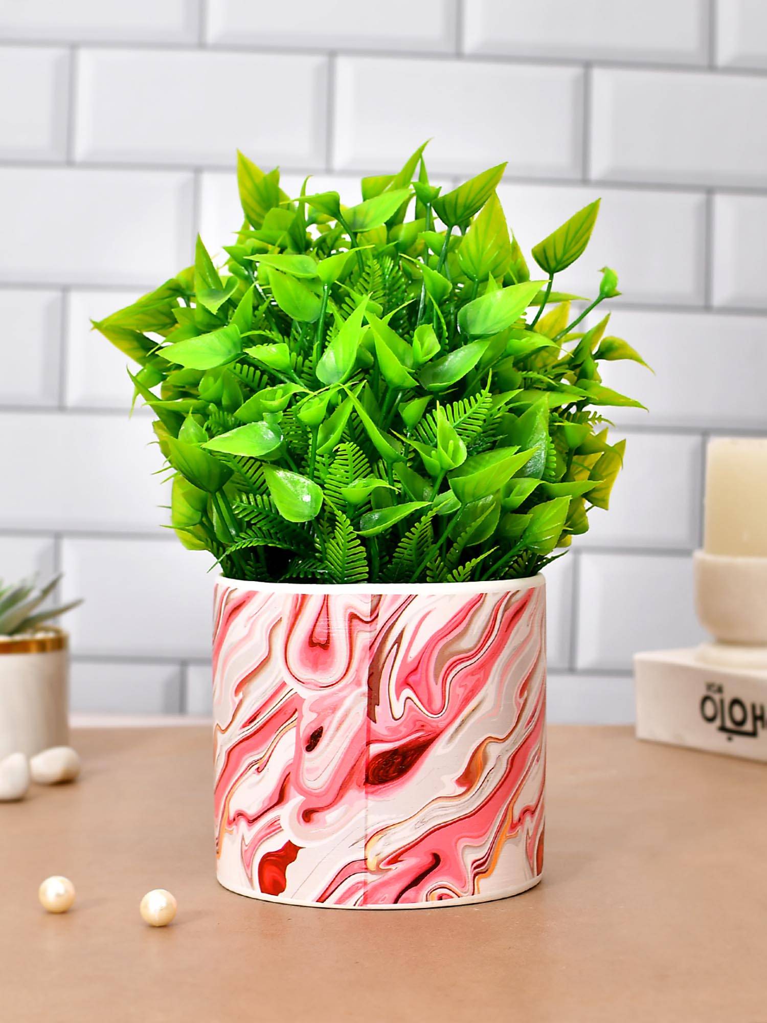 Tayhaa Red Abstract Ceramic Indoor Planter