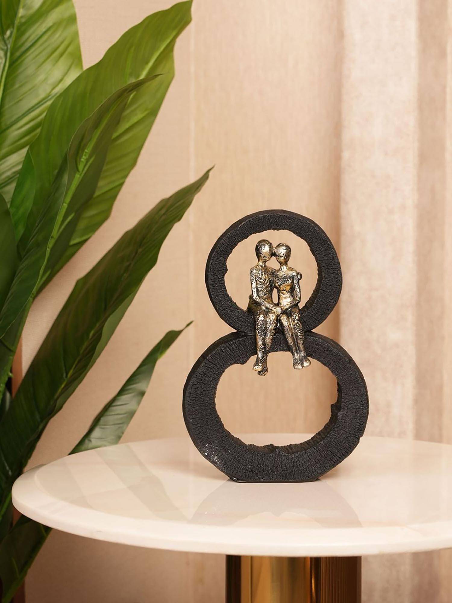 HOME 360 Gold-Effect Abstract Couple Statue On Infinity Ring Base