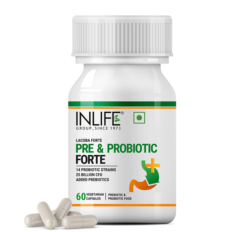INLIFE Prebiotic and Probiotics Forte Supplement for Men Women for Digestion Gut & Immunity Health