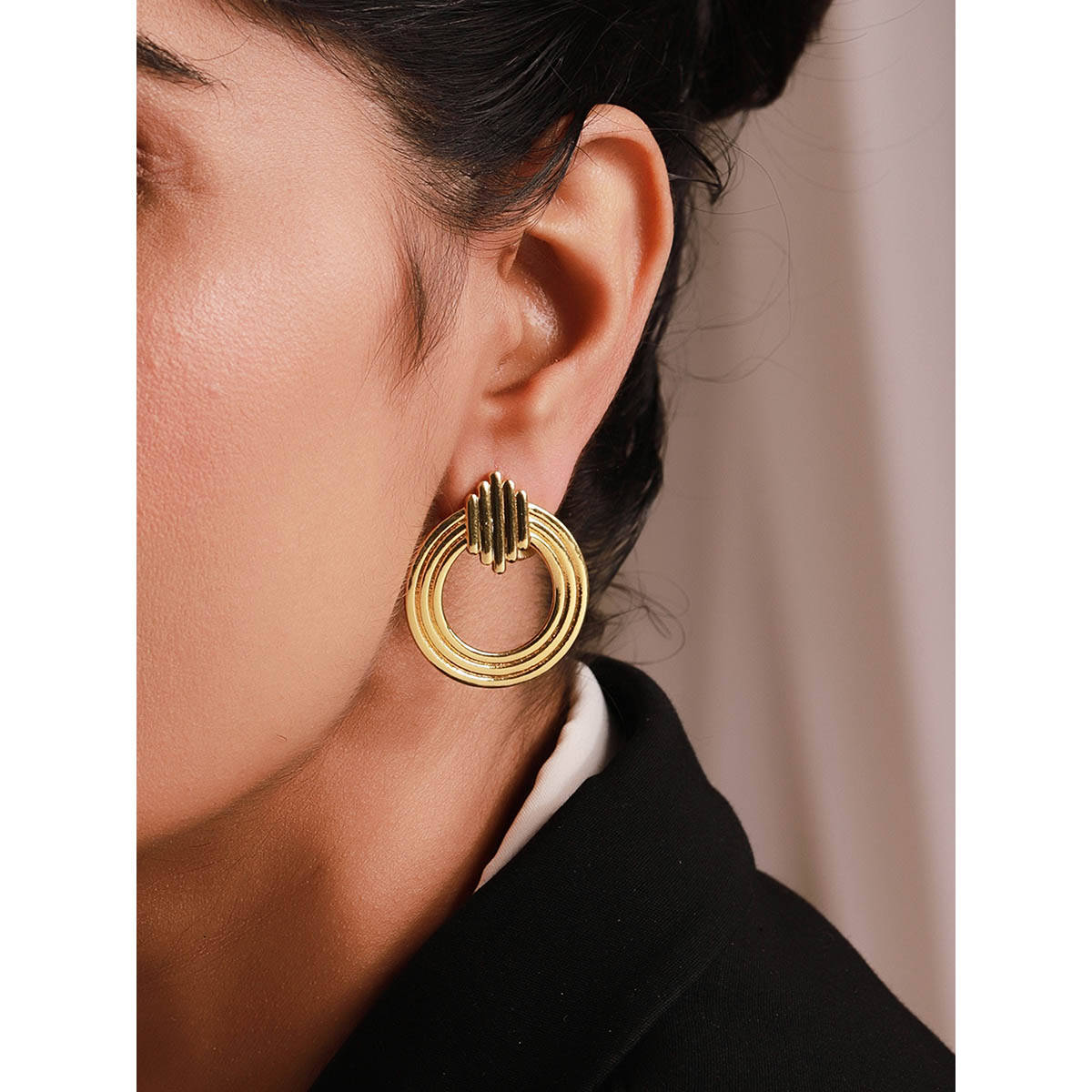 Voylla Woven Wonder Fluted Interlinked Earrings