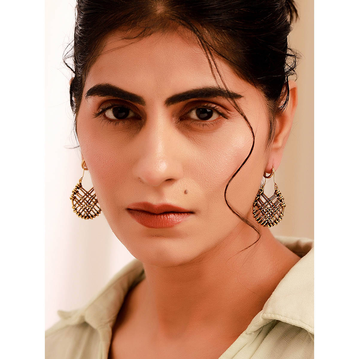 Voylla Woven Wonder Interlinked Dangler Earrings