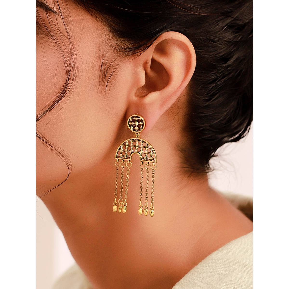 Voylla Woven Wonder Wavy Weaved Dangler Earrings