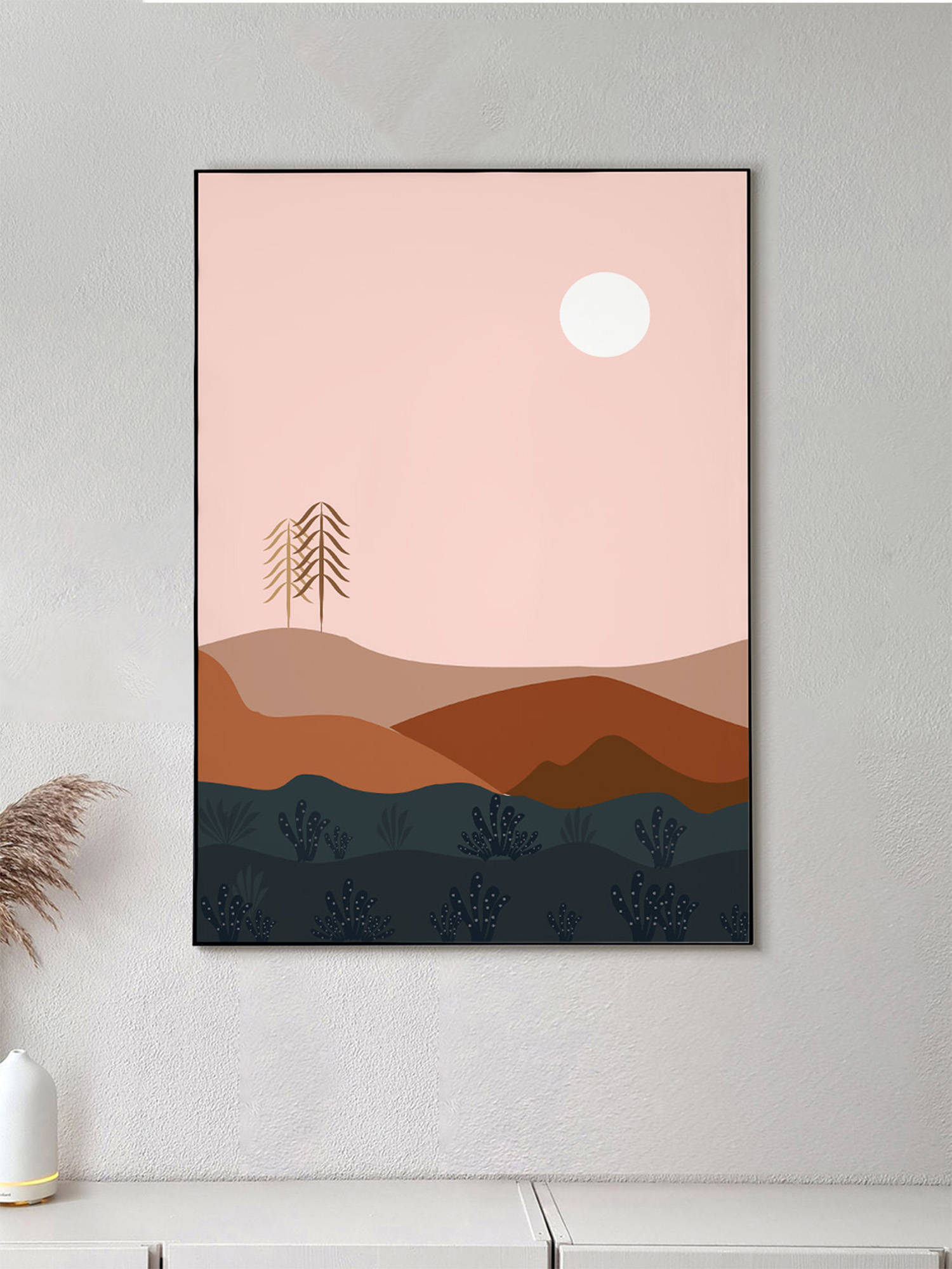 Nestroots Golden Hour Dreamscape Wall Painting Black Floating Frame