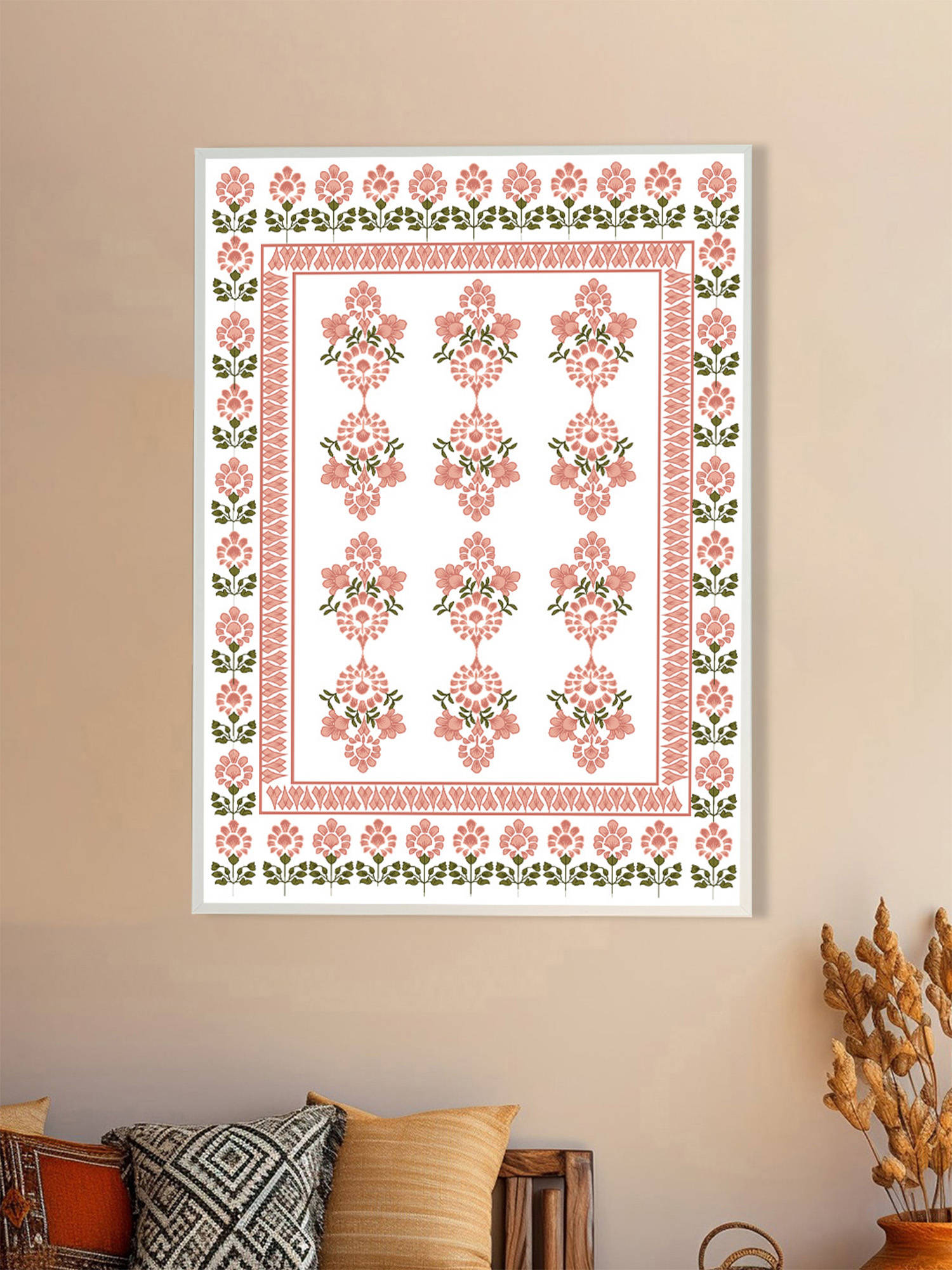 Nestroots A Royal Welcome In Orange Splendor Wall Painting White Floating Frame
