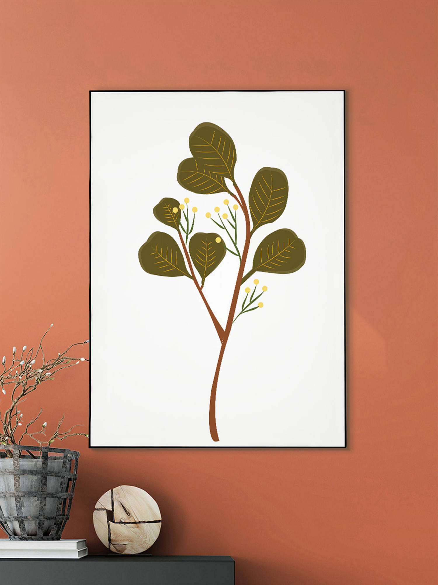 Nestroots Captivating Botanical Art Print: Transform Canvas Wall Painting Black Floating Frame