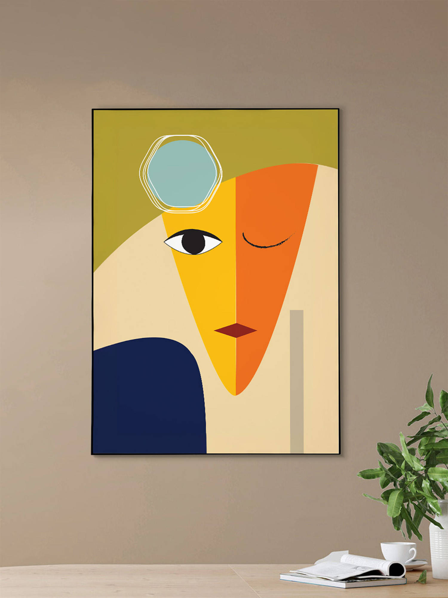 Nestroots Vibrant Blooms in a Pot Canvas Print Black Floating Frame