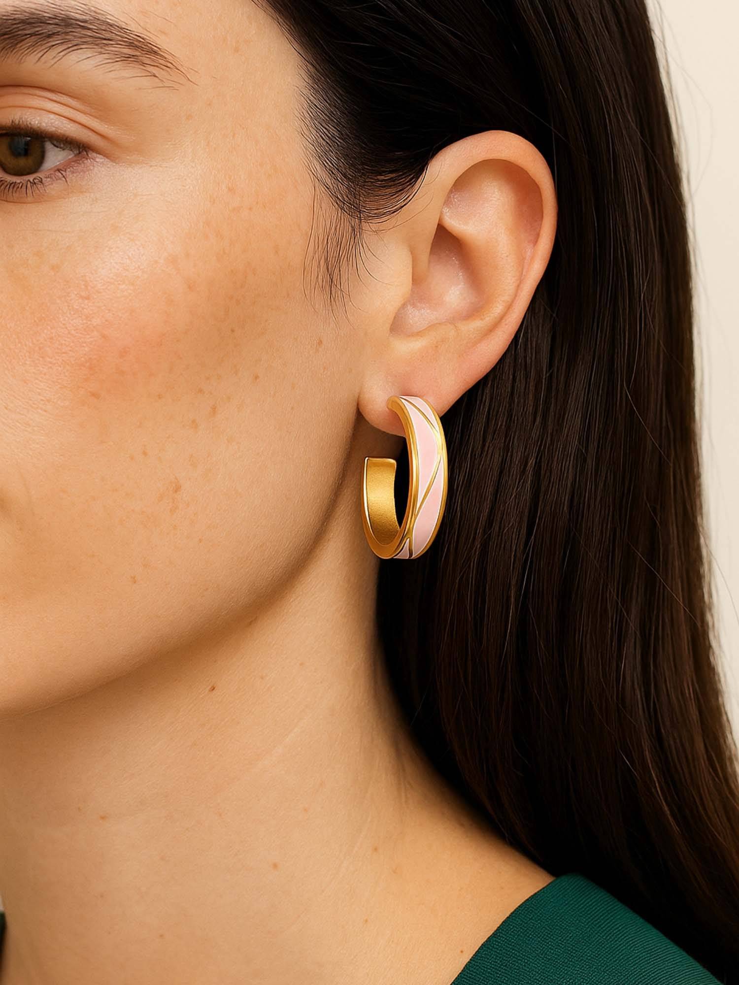 House of Pehr Women Pink Brass Earrings