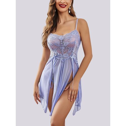 Buy Herryqeal Sexy Lingerie for Women Lace Babydoll with Panty Blue (Set of 2) Online Buy Herryqeal Sexy Lingerie for Women Lace Babydoll with Panty Blue (Set of 2) Online