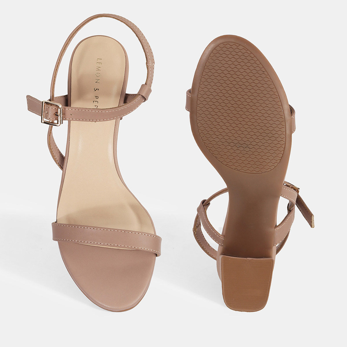 Buy Lemon Pepper Nude Round Toe Sandals Online