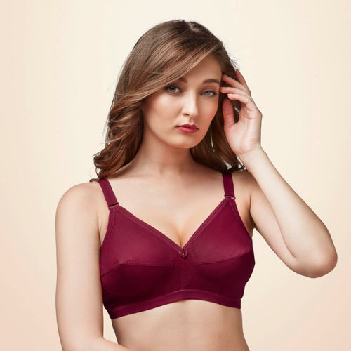 Buy Trylo Sarita Women's Cotton Non-wired Soft Full Cup Bra - Maroon (40C)  Online