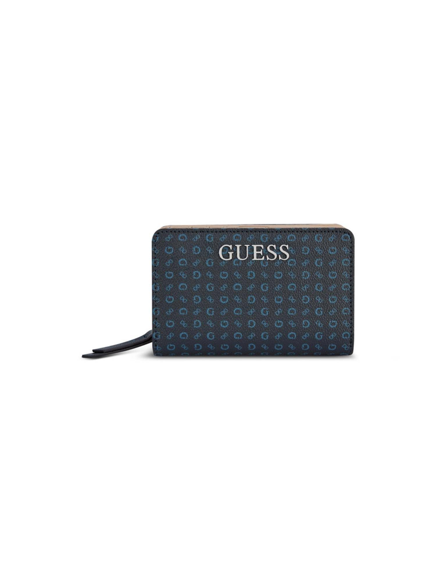 Guess Navy Blue Monogram Abbas French Wallet