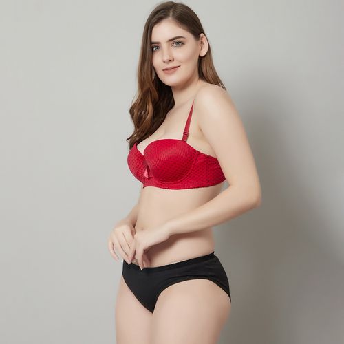 Red Solid Underwired Half Lightly Padded Balconette Bra 7838593.htm - Buy  Red Solid Underwired Half Lightly Padded Balconette Bra 7838593.htm online  in India