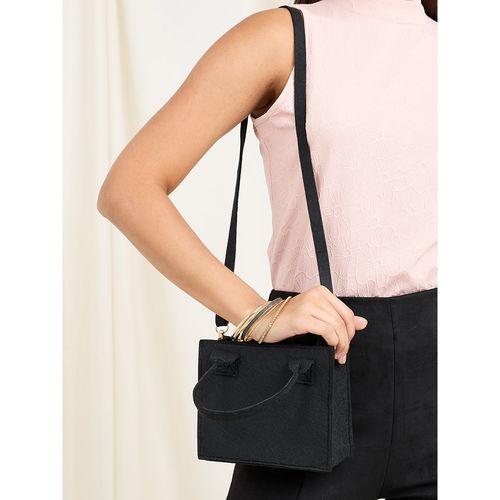 Styli Womens Black Set of Plain Handbag, Pouch and Purse (Set of 3)