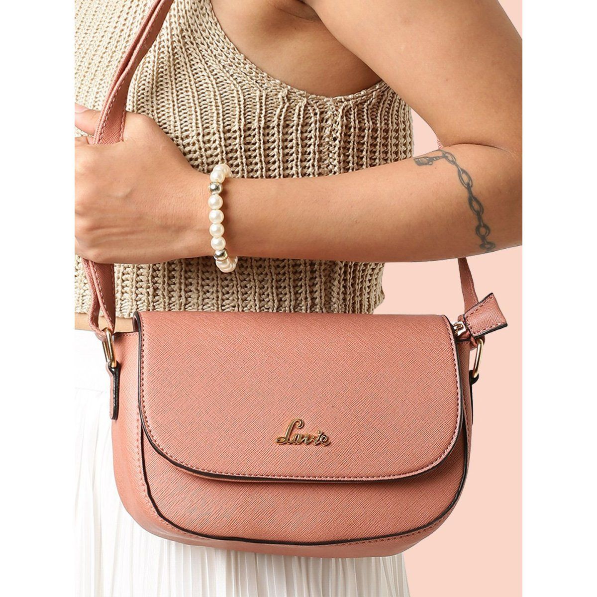 Buy Lavie Pink Polyurethane Denali Csb Saff U Fp Ovr Sling Bags Online