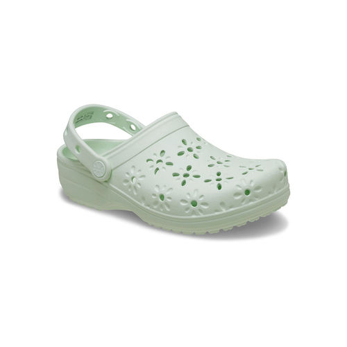 Crocs Green Classic Floral Cut Out Clogs (US 3)