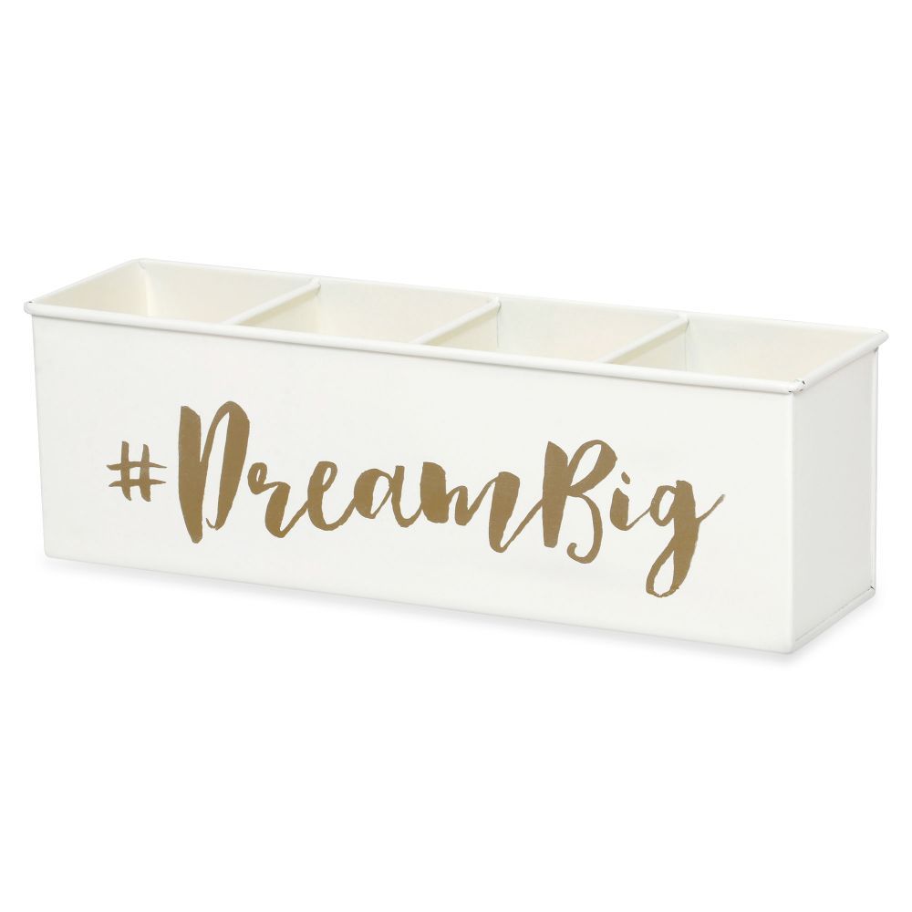 Buy Living With Elan Dream Big 4 Compartment Desk Organizer-Off white ...