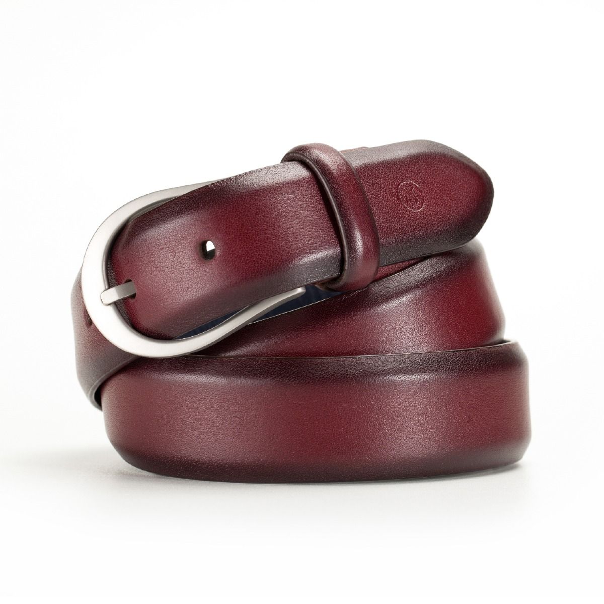 Lapis Bard Sullivan Satin Silver 35Mm Buckle With Two Tone Leather Strap - Merlot