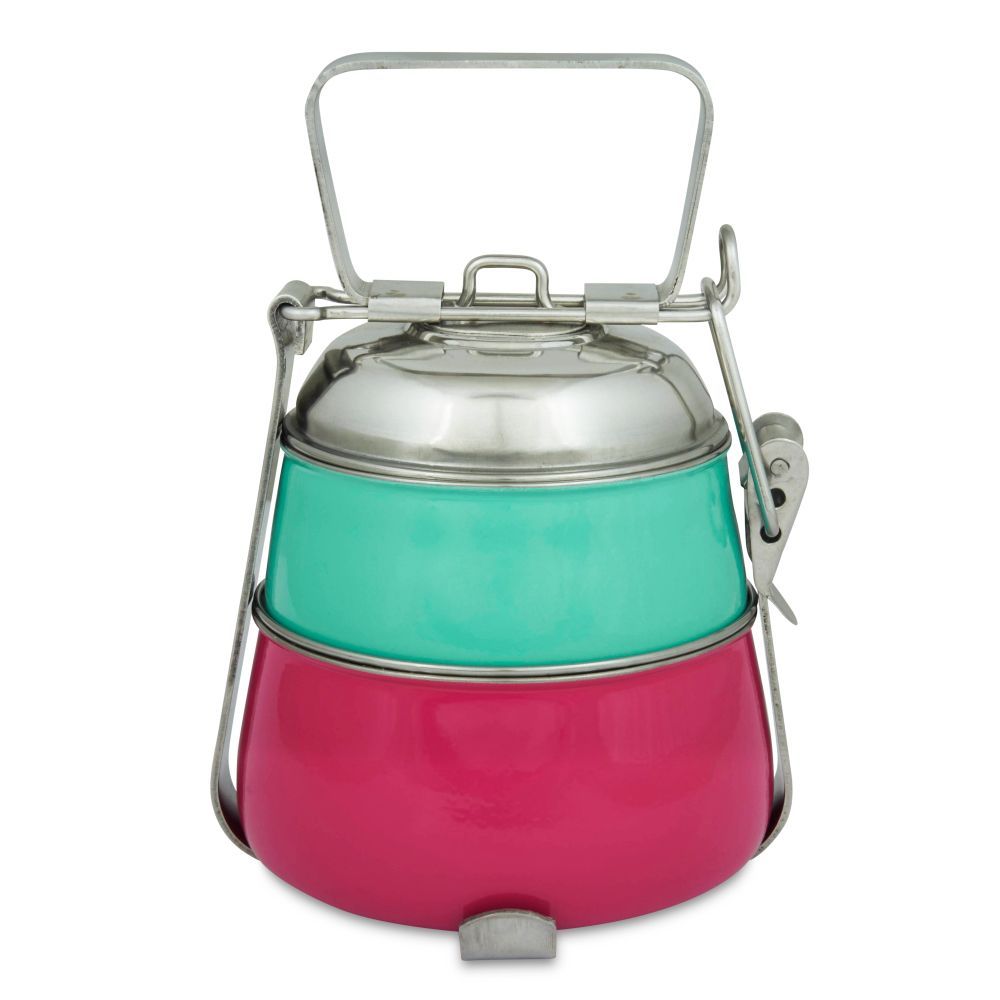 Living With Elan Two Tier Lunch Box -Aqua & Pink