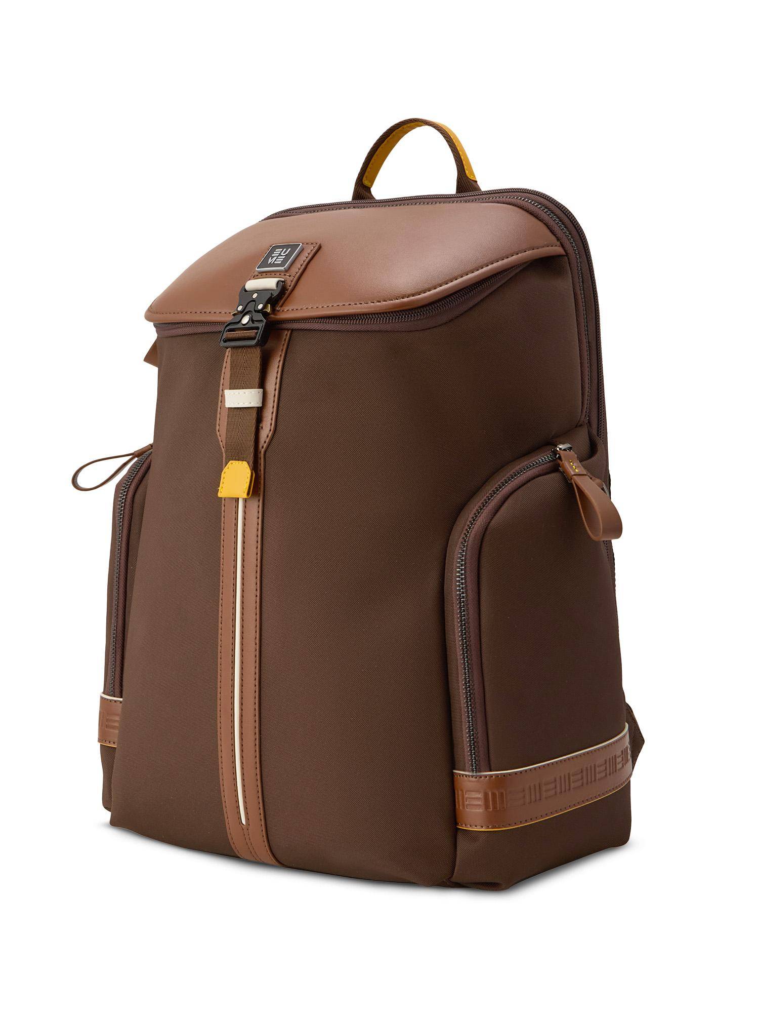 EUME Unisex Zorain 27L Nylon Up To 15 Inch Laptop Backpack -Brown