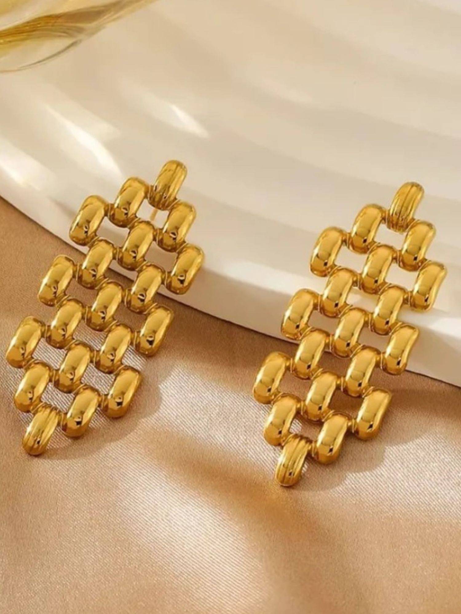 OOMPH Gold Geometric Shape Anti Tarnish Drop Earrings