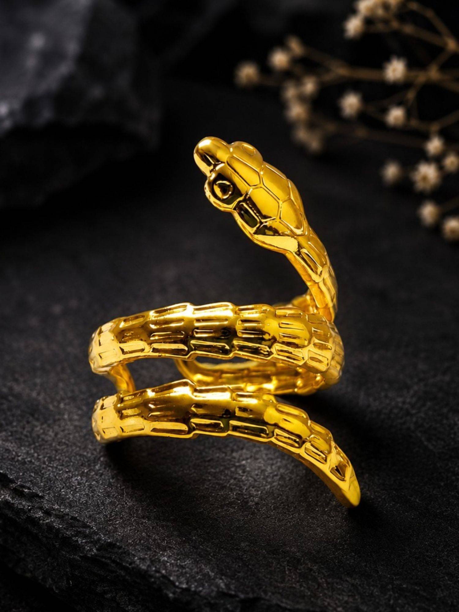 OOMPH Gold Snake Wrap Design Anti Tarnish Adjustable Ring