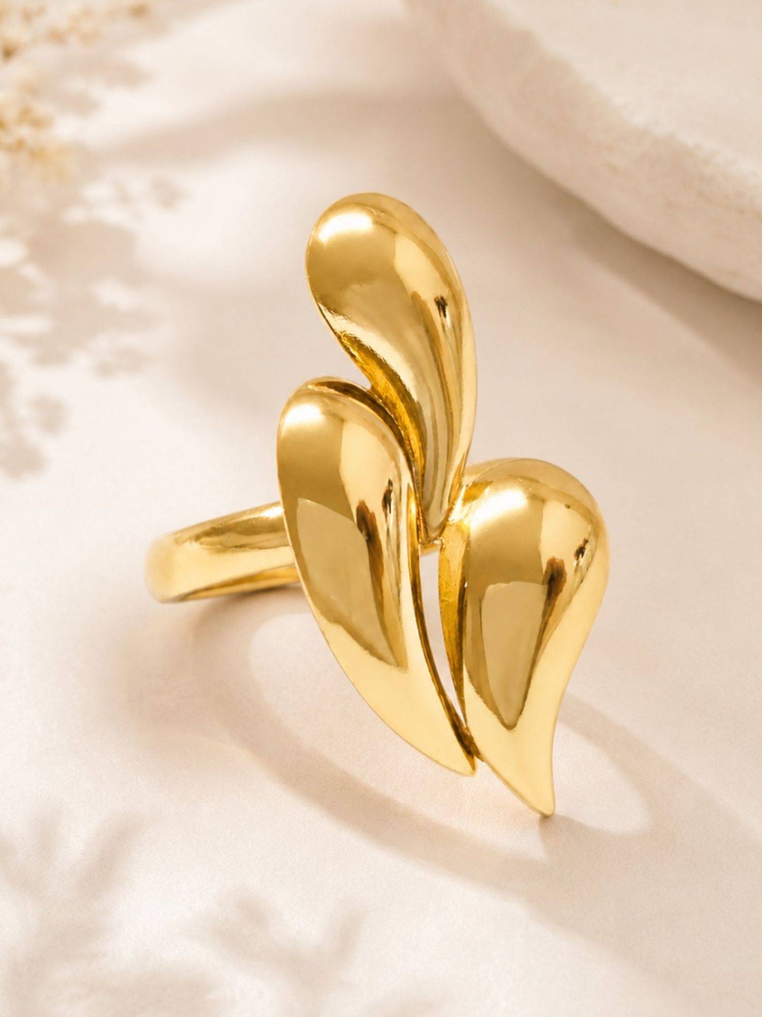 OOMPH Gold Teardrop Shape Anti Tarnish Adjustable Ring