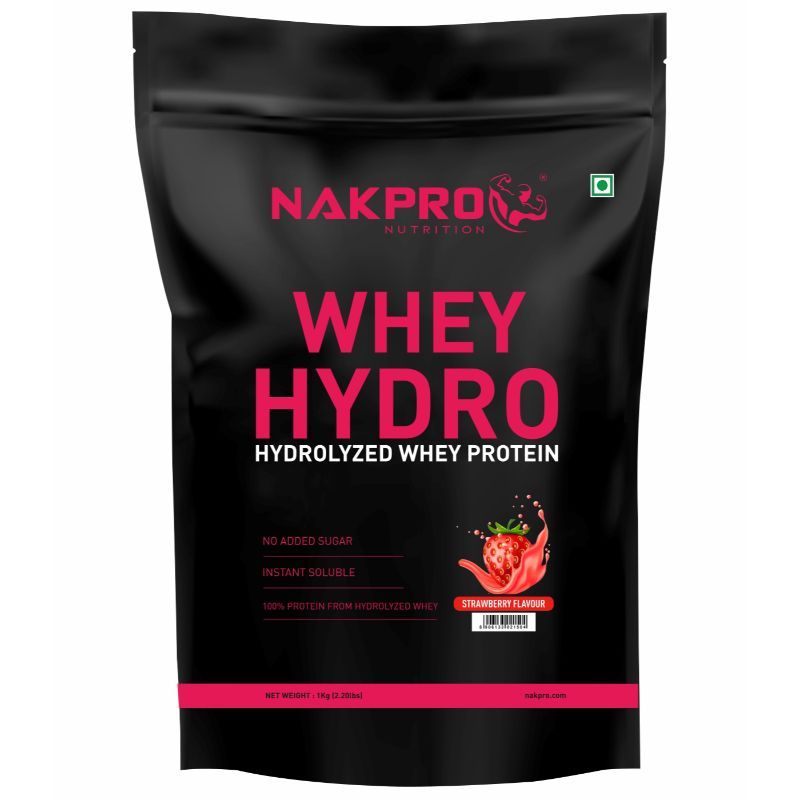 NAKPRO Hydro Whey Protein Hydrolyzed Supplement Powder - Strawberry