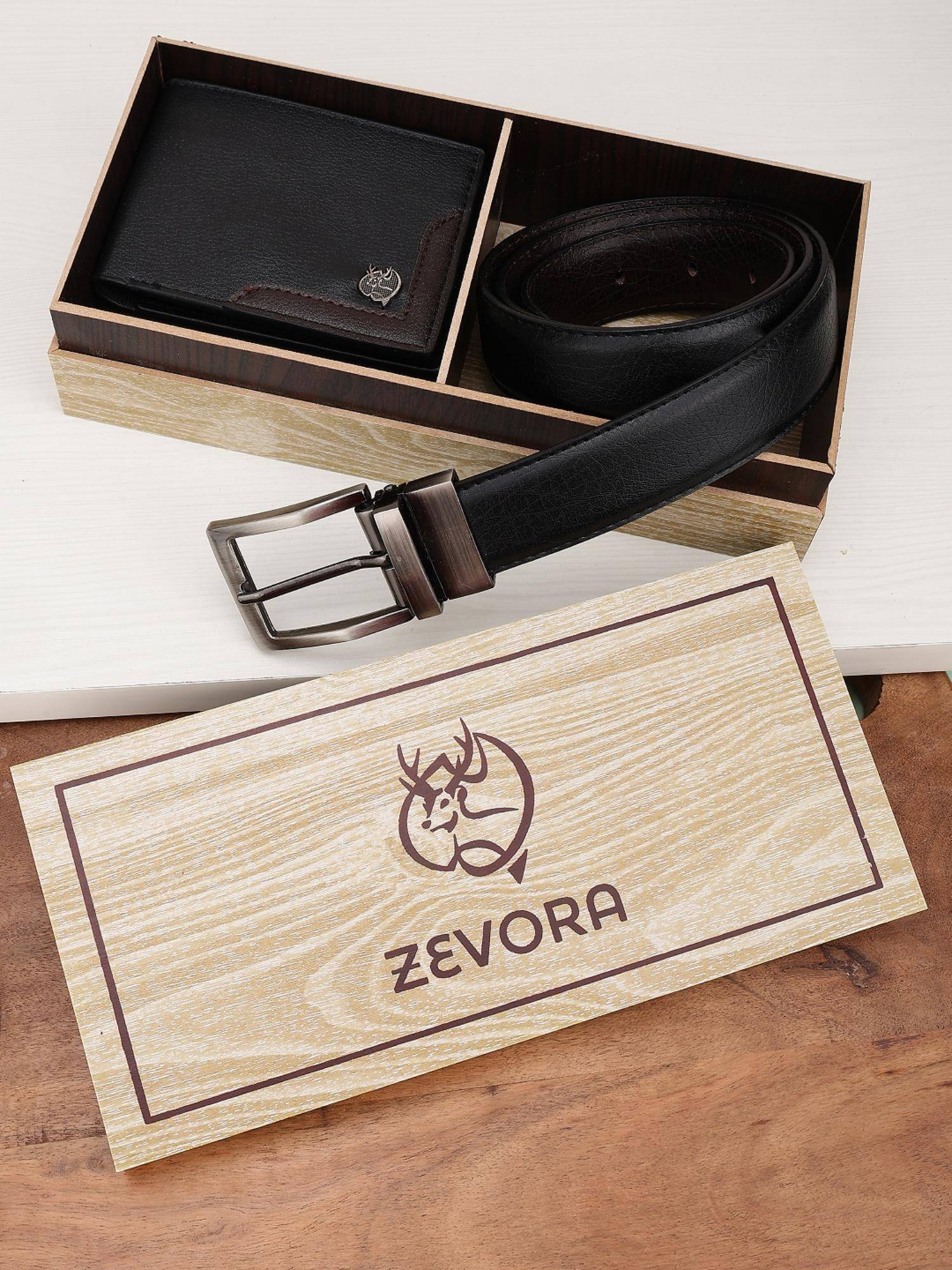 Zevora Buy ZEVORA Men Accessory Reversiable Belt & Wallet - Black Online