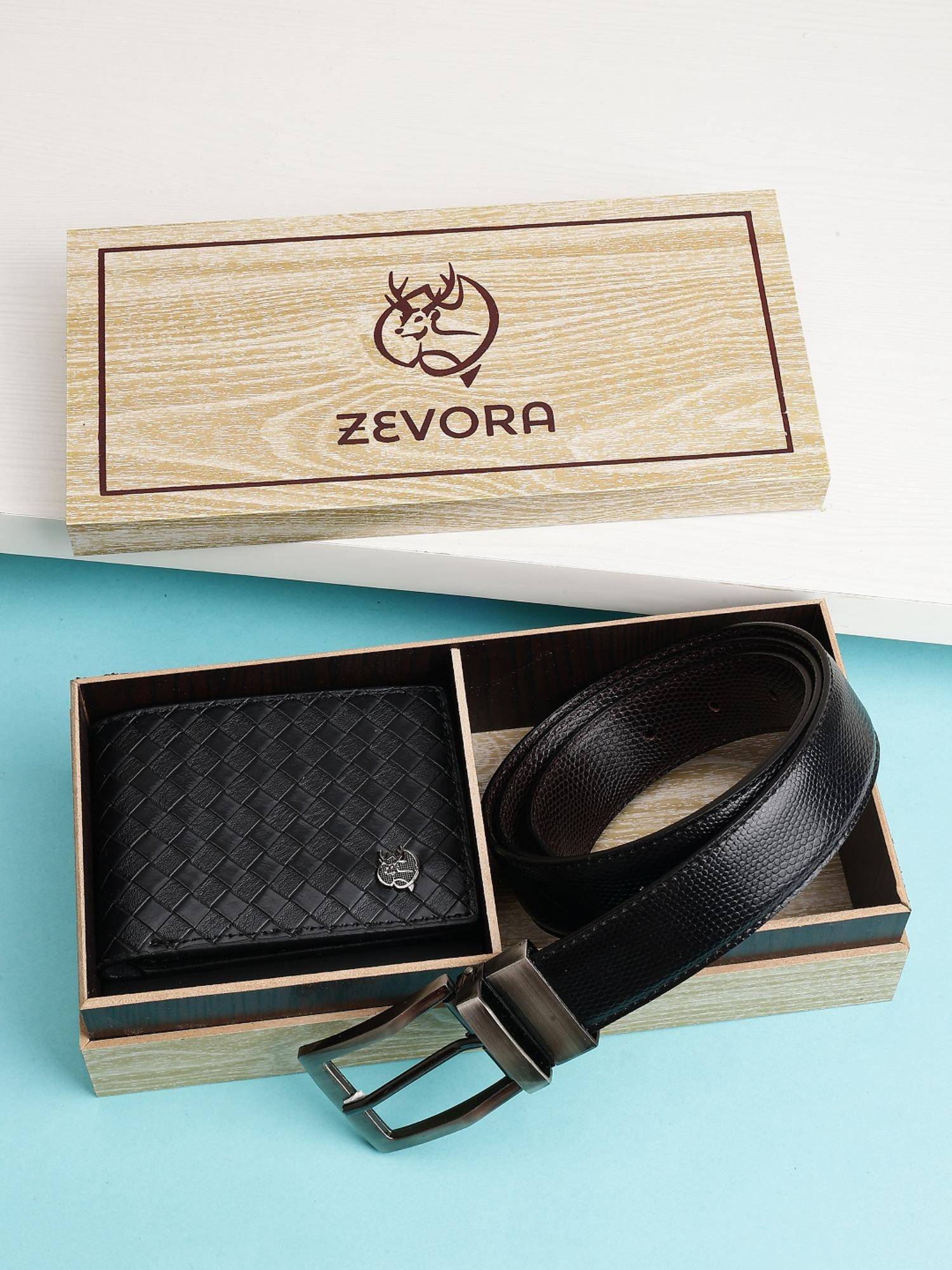 Zevora Buy ZEVORA Men Accessory Reversiable Belt & Wallet - Black Online