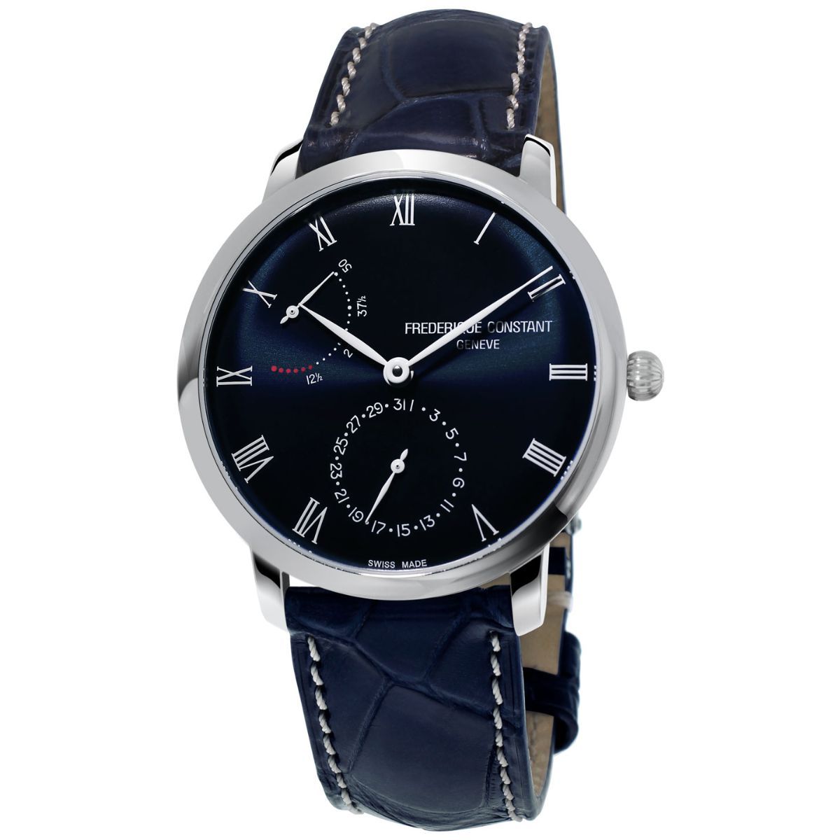 Frederique Constant Slimline Power Reserve Indicator Analog Blue Dial Men Watch FC 723NR3S6