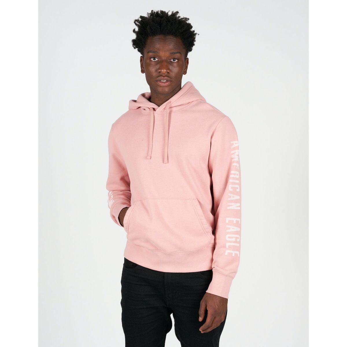 American Eagle Mens Pink Super Soft Icon Graphic Hoodie