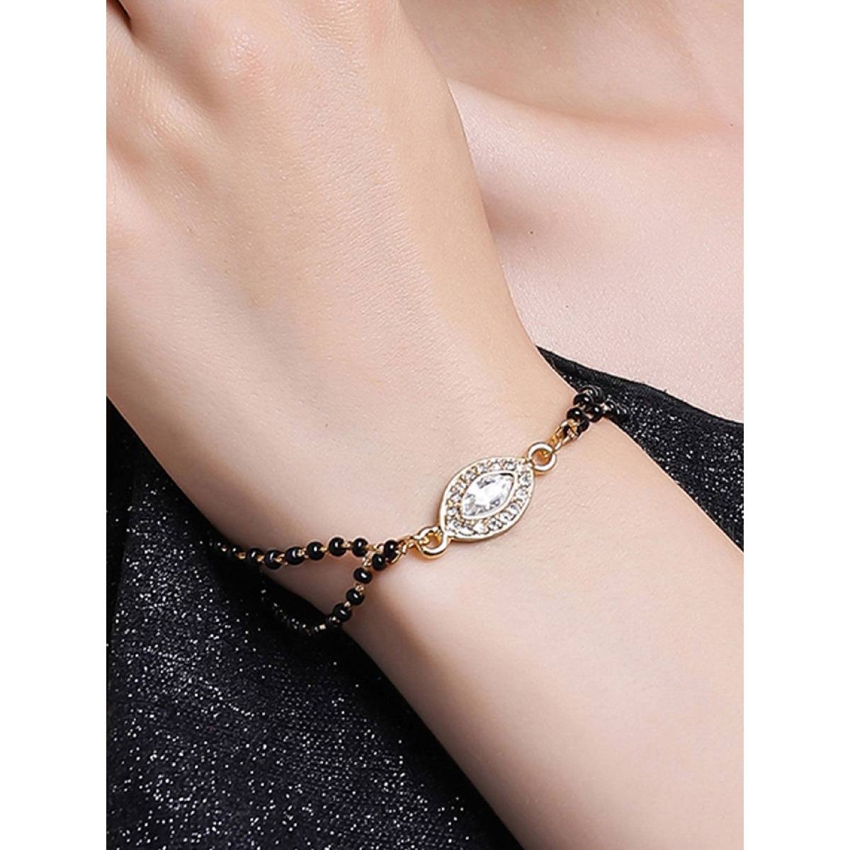Estele Gold Plated Radiance Evil Eye Shaped Mangalsutra Bracelet for Women