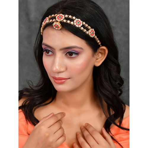 Silvermerc Designs Kundan Heavy Bridal Borla Sheeshphool